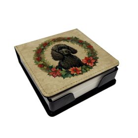 Poodle Christmas Flowers PU Leather Note Paper Holder with Artist-Designed Cover, Desk Accessory, Office Gift