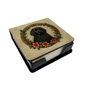 Puli Christmas Flowers PU Leather Note Paper Holder with Artist-Designed Cover, Desk Accessory, Office Gift