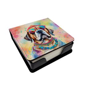 Mastiff Hippie Dawg PU Leather Note Paper Holder with Artist-Designed Cover, Desk Accessory, Office Gift