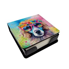 Poodle Hippie Dawg PU Leather Note Paper Holder with Artist-Designed Cover, Desk Accessory, Office Gift