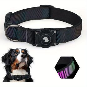 Dog Collar, Gradient Reflective, Soft Padded, Heavy-Duty Nylon Dog Collars for Airtag(not include), Suitable for Small, Medium and Large Dogs