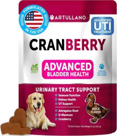 Dog UTI Treatment Cranberry Supplement Bladder Control for Dogs Urinary Tract Infection Incontinence Pill Bladder Stones UTI Medicine Treats 70 Soft C