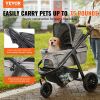 VEVOR Pet Stroller, 3 PU Wheels Dog Stroller Rotate with Brakes, 75 lbs Weight Capacity, Puppy Stroller with Pet Pad