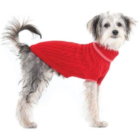 Fashion Pet Cable Knit Dog Sweater  Red (Option: Small (10" to 14" From Neck Base to Tail))