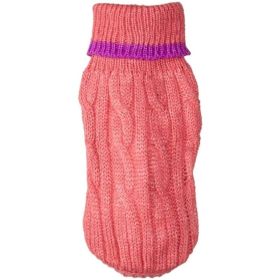 Fashion Pet Cable Knit Dog Sweater  Pink (Option: XXXSmall (4" From Neck Base to Tail))