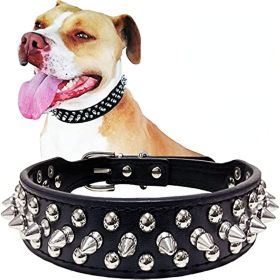 Adjustable Microfiber Leather Spiked Studded Dog Collar with a Squeak Ball Gift for Small Medium Large Pets Like Cats/Pit Bull/Bulldog/Pugs/Husky (Color: Red, size: S(10.8"-13.2" / 27.5cm-33.5cm))