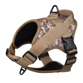 Dog Harness; large dog training tactical chest strap; K9 pet chest strap; vest type reflective dog rope; explosion-proof impulse traction (Specification (L * W): XL, colour: yellow)