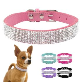 Dog Collar Crystal Glitter Rhinestone Pet Collars Zinc Alloy Buckle Collar For Small Medium Dogs Cats Chihuahua Pug Dog Collar (Color: Yellow, size: XS)