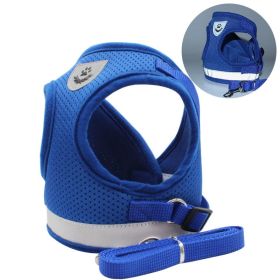 Dog Harnesses and dog leash set; Pet Chest Strap Vest Dog Towing Rope Reflective Breathable Dog Rope Pet Supplies (Specification (L * W): XL, colour: blue)