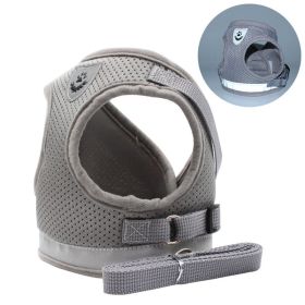 Dog Harnesses and dog leash set; Pet Chest Strap Vest Dog Towing Rope Reflective Breathable Dog Rope Pet Supplies (Specification (L * W): L, colour: silver grey)