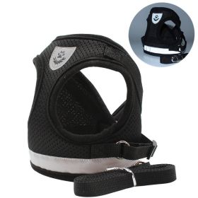 Dog Harnesses and dog leash set; Pet Chest Strap Vest Dog Towing Rope Reflective Breathable Dog Rope Pet Supplies (Specification (L * W): S, colour: black)