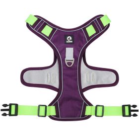 Dog Harnesses; Cross border New Pet Towing Rope Vest Large Dog Chest Strap Reflective Explosion proof Flushing Dog Towing Rope (Specification (L * W): S, colour: purple)