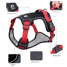 Dog Harnesses; Cross border New Pet Towing Rope Vest Large Dog Chest Strap Reflective Explosion proof Flushing Dog Towing Rope (Specification (L * W): S, colour: black)