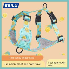 Dog Harnesses; New style dog chest strap vest type big dog chest strap explosion-proof flush walking dog rope reflective pet traction rope (Specification (L * W): S, colour: Lake blue)