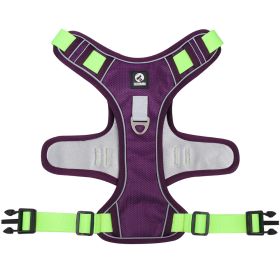 Dog Harnesses; Cross border New Pet Towing Rope Vest Large Dog Chest Strap Reflective Explosion proof Flushing Dog Towing Rope (Specification (L * W): XL, colour: purple)