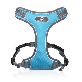 Dog Harnesses; Pet Traction Rope Mesh Breathable Big Dog Chest Strap Vest Reflective Dog Rope Spot (Specification (L * W): M (12-32 kg), colour: Light blue)