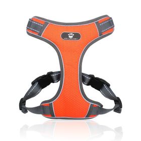 Dog Harnesses; Pet Traction Rope Mesh Breathable Big Dog Chest Strap Vest Reflective Dog Rope Spot (Specification (L * W): L (32-55 kg), colour: orange)