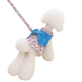 Dog Dress Bowknot Floral Dress Cute Rosette Dog Sundress Dog Princess Dresses (Color: Blue, size: XL)