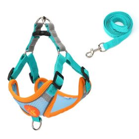 Small Dog Harness Puppy Harness and Leash Set with Reflective Strip for Small Dog Breeds (Color: Blue, size: L)