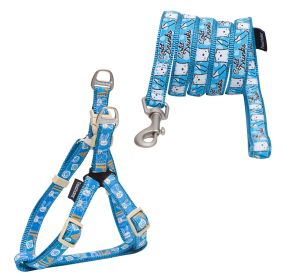 Touchdog 'Caliber' Designer Embroidered Fashion Pet Dog Leash And Harness Combination (Color: Blue Pattern, size: large)