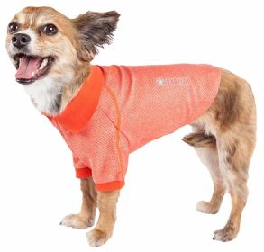 Pet Life Active 'Fur-Flexed' Relax-Stretch Wick-Proof Performance Dog Polo T-Shirt (Color: Orange, size: X-Small)