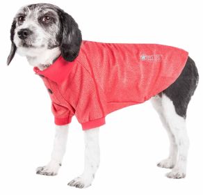 Pet Life Active 'Fur-Flexed' Relax-Stretch Wick-Proof Performance Dog Polo T-Shirt (Color: Red, size: small)