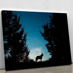 Picture of a wolf dog at dusk. Canvas Print or Poster (Type: Standard Framed Canvas Print, size: 60" x 40" / 150cm x 100cm (approx))