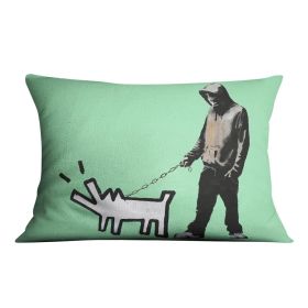 Banksy Keith Haring Dog Green Cushion (Print: Double Sided, size: 22" x 22" / 55cm x 55cm)