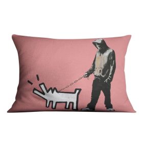 Banksy Keith Haring Dog Red Cushion (Print: Double Sided, size: 22" x 22" / 55cm x 55cm)