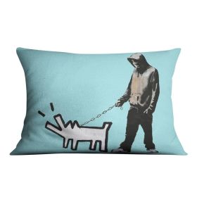 Banksy Keith Haring Dog Light Blue Cushion (Print: Single Sided, size: 12" x 12" / 30cm x 30cm)