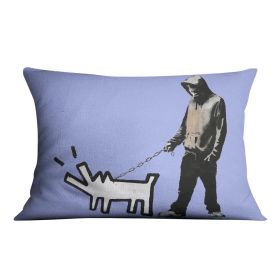 Banksy Keith Haring Dog Blue Cushion (Print: Single Sided, size: 22" x 22" / 55cm x 55cm)