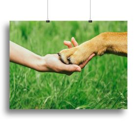 Dog paw and human hand are doing handshake Canvas Print or Poster (Type: Poster Print, size: 48" x 36" / 120cm x 90cm (approx))