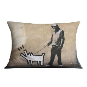 Banksy Keith Haring Dog Cushion (Print: Single Sided, size: 19" x 13" / 48cm x 33cm)