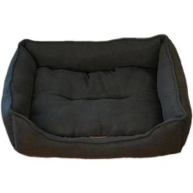 Dog Bed Washable Medium Dog Cat Sofa Bed Super Soft Rectangular Cuddle Pet Bed with Non-Slip Fluffy Bottom, Gift (Color: Dark Gray)