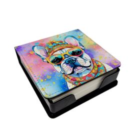 French Bulldog Hippie Dawg PU Leather Note Paper Holder with Artist-Designed Cover, Desk Accessory, Office Gift (Default: Default)