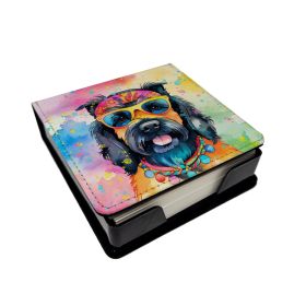 Scottish Terrier Hippie Dawg PU Leather Note Paper Holder with Artist-Designed Cover, Desk Accessory, Office Gift (Default: Default)