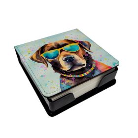 Chocolate Labrador Hippie Dawg PU Leather Note Paper Holder with Artist-Designed Cover, Desk Accessory, Office Gift (Default: Default)